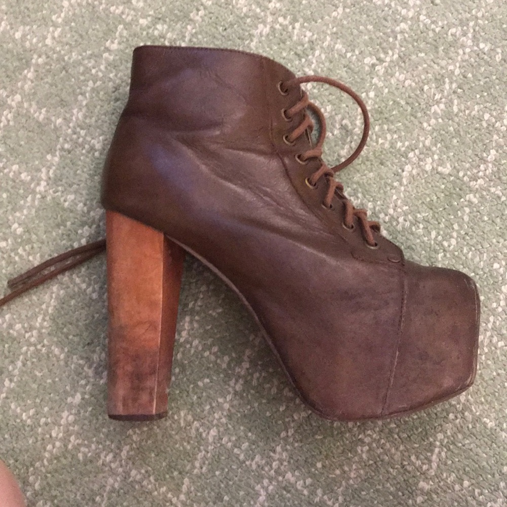 Brown leather Jeffrey Campbells